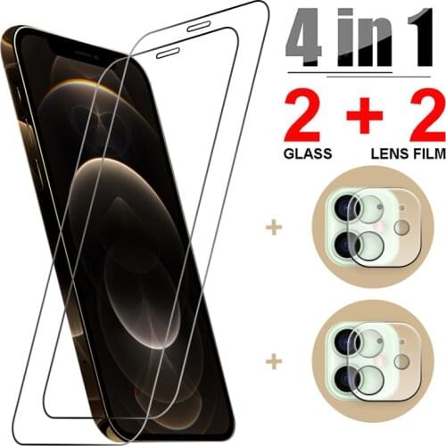 4in1 screen protector glass for iphone 12 i12 i11 11 pro max 12mini camera lens protective glass for iphone 6 6s 7 8 plus