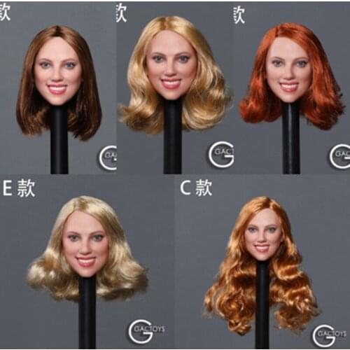 1/6 Scale Female Figure Accessory GC033 Scarlett Johansson Smile Girl Head Model Carved for 12" Female Figure Body