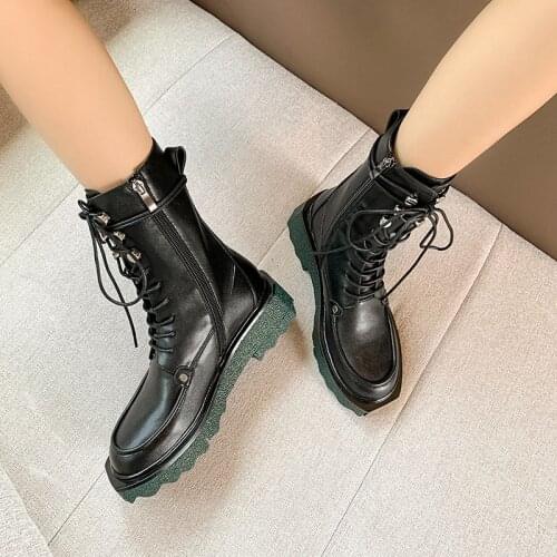 2021 Winter Women Shoes Platform Heel Round Toe Chunky Heel Women Boots Platform Boots Shoes motorcycle boots