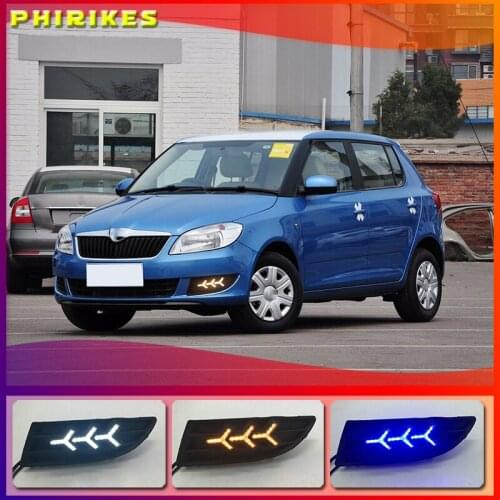 1 Pair For SKODA Fabia 2012 2013 2014 12V ABS LED DRL Daytime Running Lights Fog Lamp Cover Car- styling