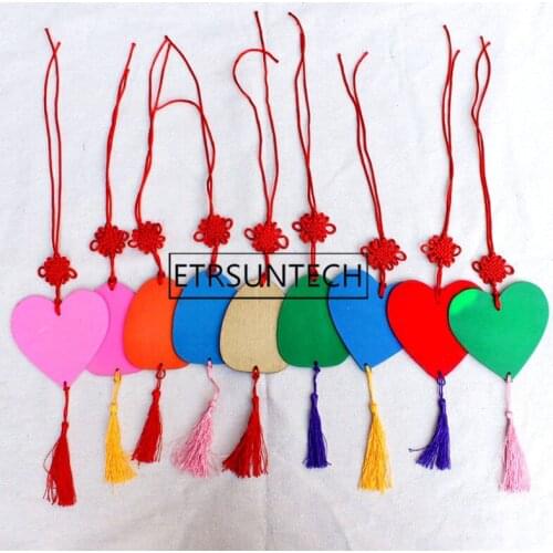 100pcs Wooden Heart Oval Shape Hanging DIY Ornaments Craft Tags Wishing Card Wedding Decoration Hanging Gift Tag with Tassel