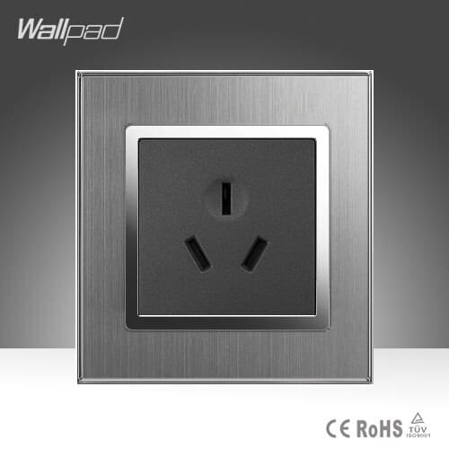 3-Pins 16A Sokcet Wallpad 16A AC 110-250V Brushed Silver Metal 3-Pins 16A Sokcet Air Condition Socket