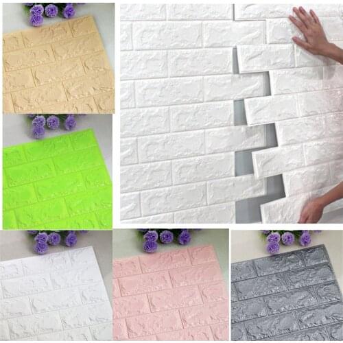 3D Wall Stickers Self-adhesive Embossed Brick Panel DIY PE Foam Stone Wallpaper Home Decor Living Room House Decoration DIY Kids