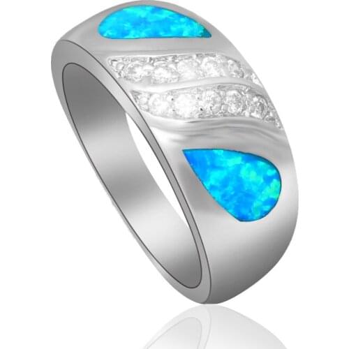 Brand Design Goegeous Rings for Women White Fire Opal silver colorStampedJewelry Rings USA size #6#7#8#9#10 OR788