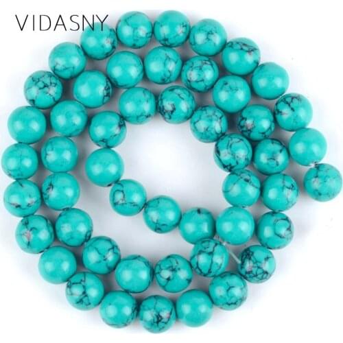 Lmitation Natural Green Turquoises Stone Beads For Jewelry Making 4 6 8 10 12mm Round Spacer Beads Diy Necklace Bracelet 15
