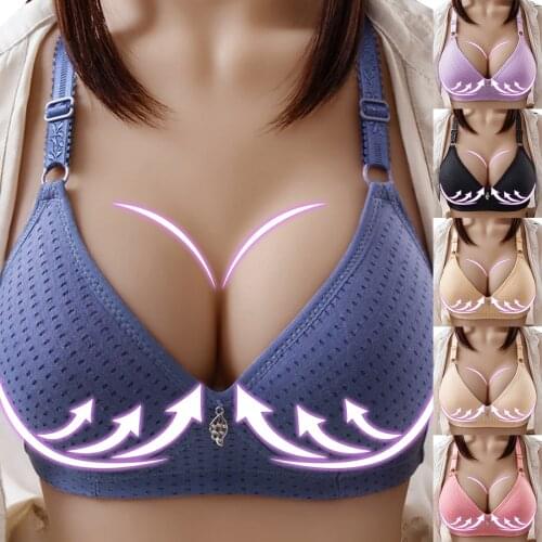Push Up Bra Spring And Summer Seamless Sexy Front Button Adjustable Bra Fashion Underwear Buckle Female B C cup Chest Lingerie