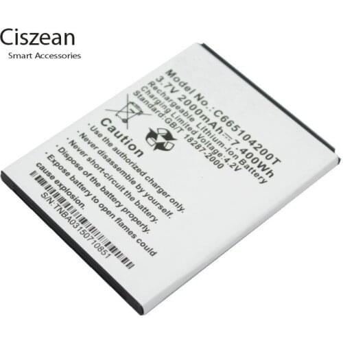 Ciszean 5x 3.7V 2000mAh Replacement Li-ion Battery C665104200T For BLU Studio 5.0 S D-570 D570 D570A D572A Y530Q batteries