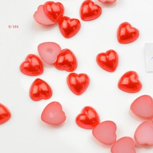 FLTMRH 30pcs 9mm AB half cheap imitation white plastic half pearl heart beads flatback cabochon Scrapbooking Craft