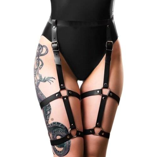 Goth leg harness thigh garters belt Stockings Sexy Lingerie Women Body Straps Waist Belt Underwear Adjustable Punk Suspender