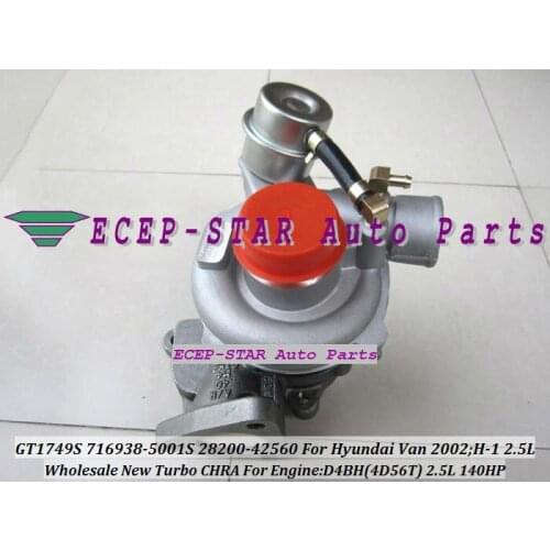 GT1749S 716938-5001S 716938-0001 28200-42560 716938 Turbo Turbocharger For HYUNDAI Starex Van H-1 2002- D4BH 4D56T 2.5L 140HP