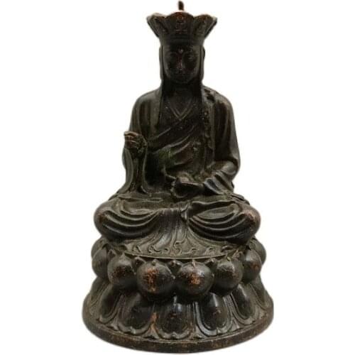 Chinese Tibet Buddha Bronze Statue Ksitigarbha King Old Copper Statue