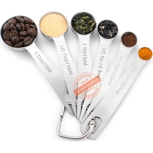 The 6 piece stainless steel spoon spoon baking seasoning seasoning spoon cooking spoon round scale metering box
