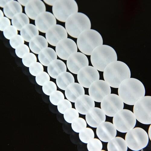 Matte Crystal Quartzs Round White 6mm 8mm 10mm 12mm Natural CrystalSpacer Loose Beads for DIY Bracelets Necklace Jeweley Making