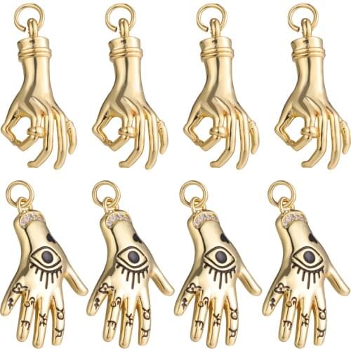 Juya Handmade Copper Original Accessories Gold Lucky Evil Eye Hand Charms For Women Men Fashion Punk Pendant Jewelry Making