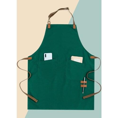 Home Restaurant Kitchen Apron Canvas Fashion Anti-pollution Oil-proof bib Apron print logo Gown For Women Men