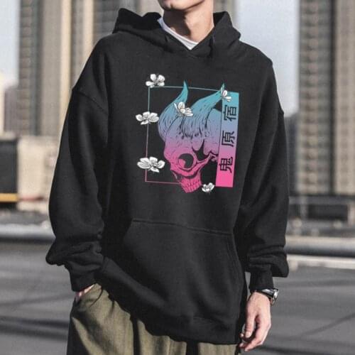 Ghost harajuku Japanese Anime Cherry blossoms Hoodies Unisex Sweatshirt Funny Print Mens Hoodie Male Streetwear Casual Coat