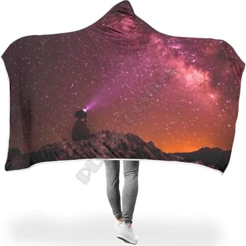 Starry Sky Chic Colorful Hooded Blanket 3D print Wearable Blanket Adults men women Polynesian Drop Shipping 04