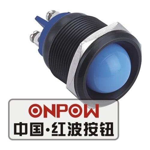 ONPOW 22mm Metal LED Waterproof IP68 Signal lamp, Black indicator lamp, indicator light (GQ22G-D/L/B/6V/A) CE,RoHS