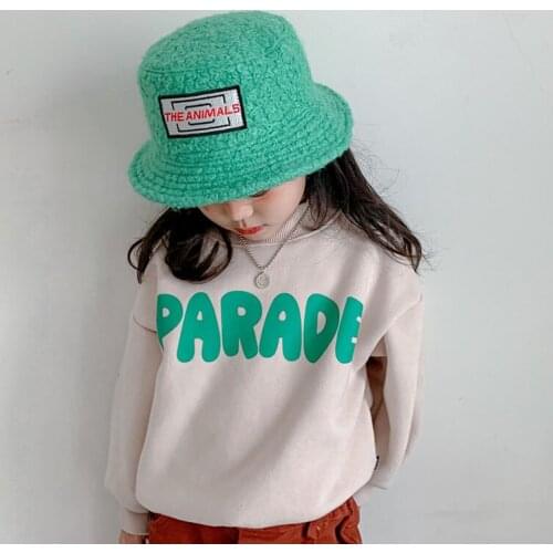 Children Winter Lambswool Panama Hats Boys Girls Toddler Fisherman Warm Thermal Bucket Hats Kids Cute Sun Caps Baby Accessories