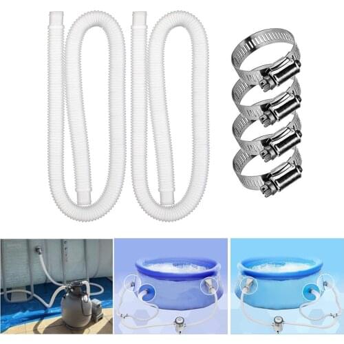 Swimming Pool Replacement Hose Pump Tub Hose Filter Pump 1.5m Hose Metal Clamp Buckles Efficient Water Flow For 330/530/1000 GPH