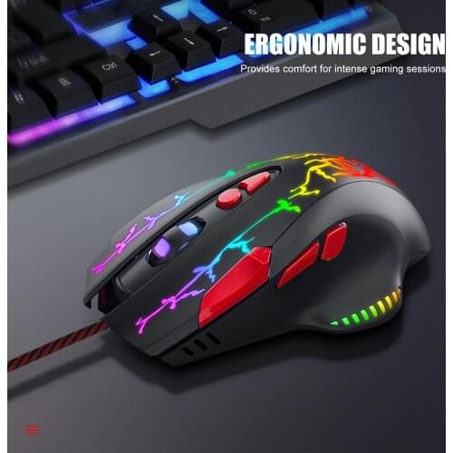 Wired Mouse USB Optical Gaming Mouse 8 Buttons Computer Game Mice 4 Adjustable 6400DPI Mouse for Computer Laptop