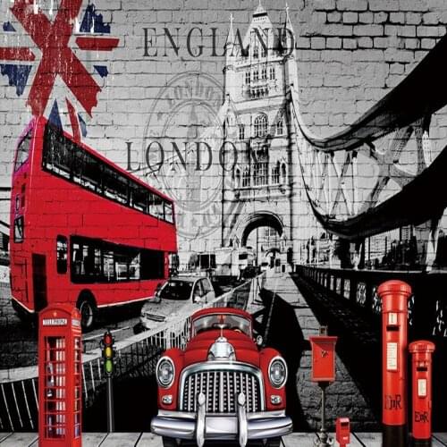 Drop Shipping Custom Photo Wallpaper English Style Antique Car Brick Wall Nostalgic Retro Background Wallpaper Lobby Mural