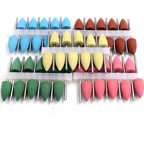 URANN 10pcs/set 4mm 6mm 8mm 10mm Rubber Silicon Polishing Grinding Head with 2.35mm Shank Nail Bit Color Nail Grinding Tool