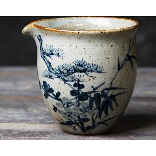 Hand Painted Pine Bamboo Pottery Fair Cup Plum Blossom Tea Mugs Kung Fu Tea Set Teacup Teaware Tea Ceremony Utensil Tea Sea
