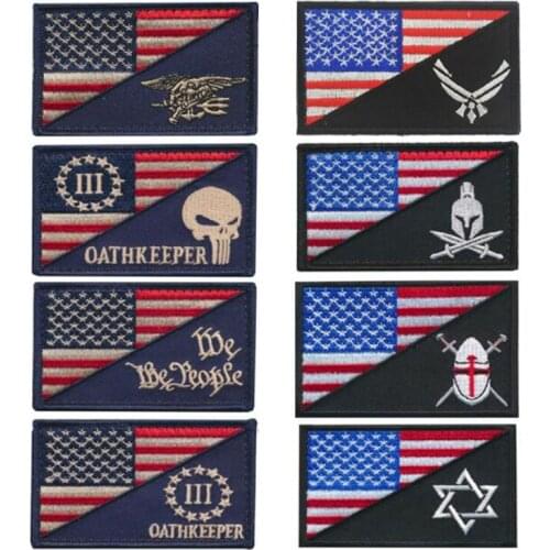 Embroidered Patch American Flag And Banner Skull Patch 3D Embroidery Magic Patch Paper Wrap Hat Jeans Epaulettes Buckle Stripe