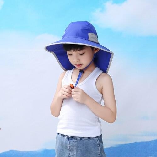 Summer Hat Kids Boy With Neck Flap Girl Sun Beach Sunshine Protection Breathable Swimming String Outdoor Cap Accessory