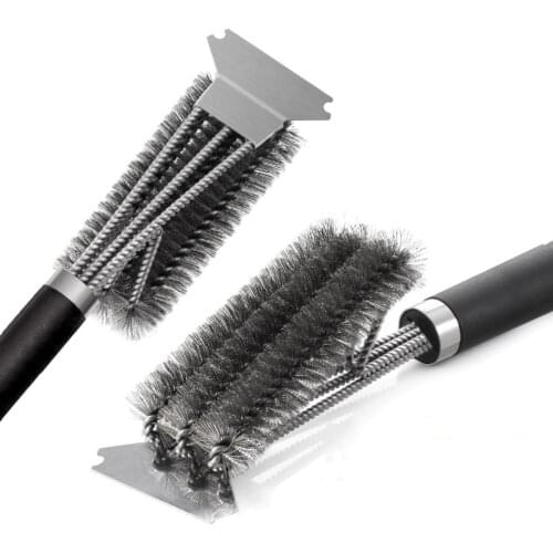 1PC Barbecue Grill Brush BBQ Clean Tool Handheld Stainless Steel Wire Bristles Cleaning Brush Outdoor BBQ Accessories Dropship