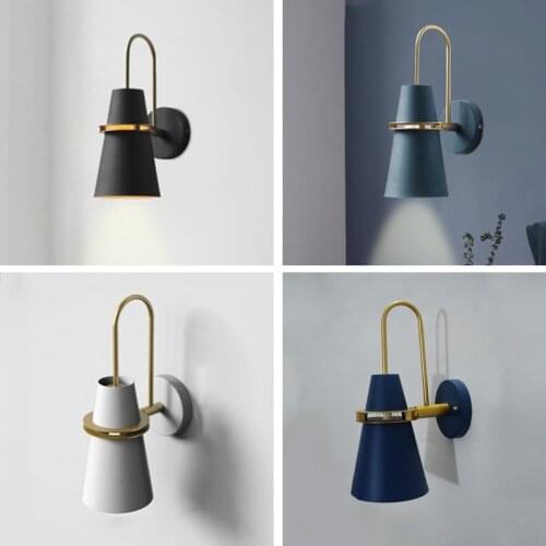 Nordic led interior light macaron bedroom living room hotel corridor creative bedside lamp horn wall lamp