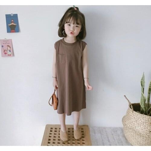 2021 New Dress Girls Clothing Solid Casual Dresses Kids Girl Clothes