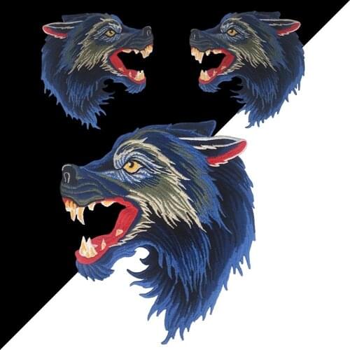 Embroidery iron wolf head patch badge iron clothes biker punk jeans jacket decal sticker sewing process