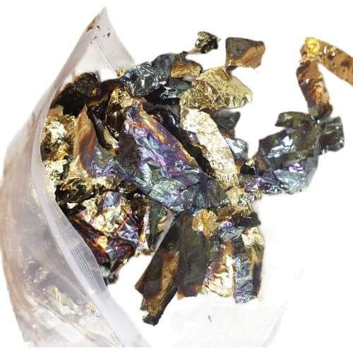 Green Variegated Flake Leaf Colorful Broken Gold Leaf Craft Paper For Nail Craft Decoration 10 Gram a Pack Professional Quality