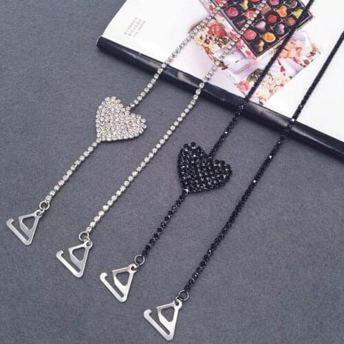 Heart Rhinestone Bra Straps Women Intimate Bra Accessories Decorative Shoulder Jewelry Replacement Underwear Belt