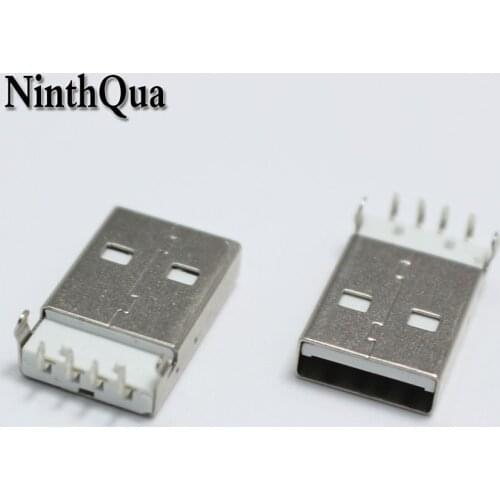 10pcs USB Type A Male plug Connector 90 Degrees 4 Pin jack Plugs DIY White Connectors