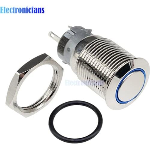 12V 16mm DIY auto Push Power Button LED Angel Eye Push-buttons Metal