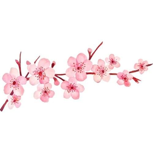 13cm x 6.4cm for Cherry Blossom Car Stickers Motorcycle Helmet Camper Graffiti Creative Scratch-proof Window Decal