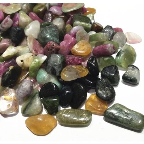 200G Natural Rainbow Tourmaline Crystal Gravel Polished Colorful Tumbled Stone For Aquarium Decoration