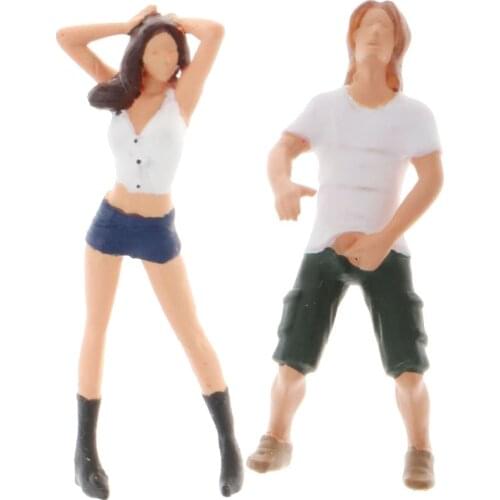 2x 1/64 Painted Miniature Street Scenes People Figures Layout Diorama Decor