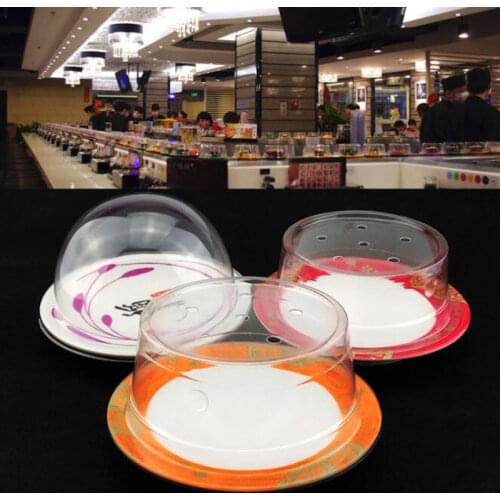 30pcs Plastic Lid For Sushi Dish Buffet Conveyor Belt Reusable Transparent Cake Plate Food Cover Restaurant Accessories