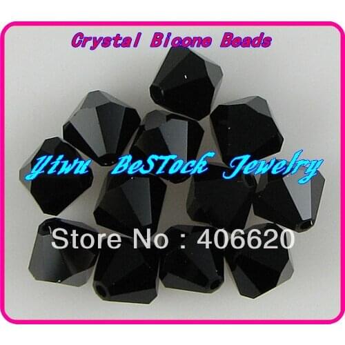 Free Shipping, 288pcs/Lot 6mm black Chinese Top Quality Crystal Bicone Beads