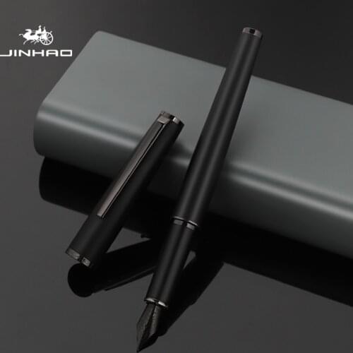 Jinhao Black Metal Fountain Pen Titanium Black F Nib Beautiful Texture Excellent Writing Gift for Business Office