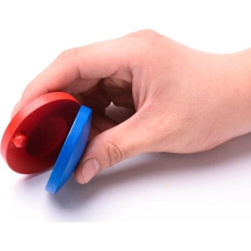 Wooden Percussion Primary Color Castanets Round Dance Board Red Blue For Baby Musical Instrument Preschool Early Educational Toy