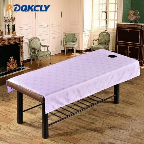 Cheap Anti-Oil Beauty Massage Bed Flat Sheet 100% Polyester Massage Sheet SPA Treatment Bed Sheet with Round Breath Face Hole