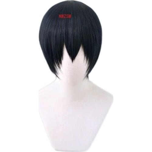 Haikyuu!! Kageyama Tobio Black Blue Short Wig Cosplay Costume Heat Resistant Synthetic Hair Haikiyu Karasuno Wigs