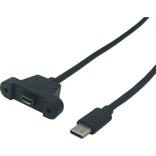 50cm Micro USB Panel Mount Extender Cable Type C USB Male to Micro USB Female Ear Screw Install the pane Data Extension Cable