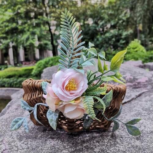 Vine Rose Wedding Basket Flower Girl Basket Ceremony Wedding Decoration Flower Basket Storage Flower Girl Basket Container