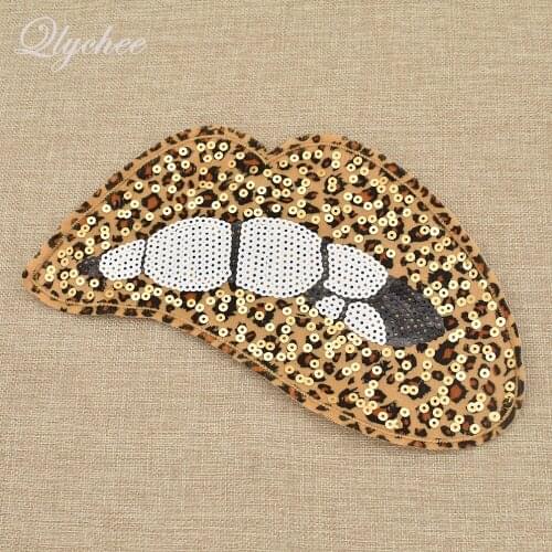 Colorful Sequins Punk Style Leopard Mouth Patches DIY Craft Women Garment Skirt Bag Sewing On Applique Accessories